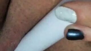 Pussy Play with white and blue vibrator