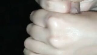 Oil HANDJOB for my HUGE COCK in the car PART 2/3