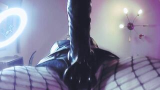 Leather Fetish Dominatrix Eva Latex Give Big Dildo for her Slaves BDSM Solo Femdom greed Heels strap