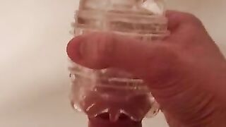 Oiled cock cums hard fucking quickshot fleshlight