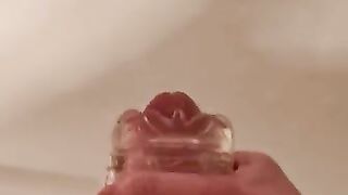 Oiled cock cums hard fucking quickshot fleshlight