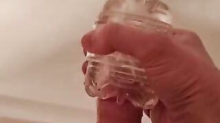 Oiled cock cums hard fucking quickshot fleshlight