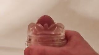 Oiled cock cums hard fucking quickshot fleshlight