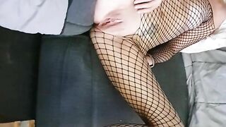 Showing off my body stocking ,dirty soles and asshole