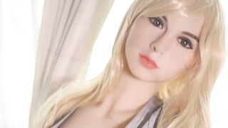 Blonde Sex Doll Small Teen with Big Tits for a Blowjob