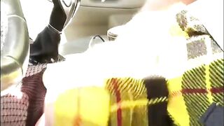 Stroking my cross dressing cock while driving at high speed is a skirt