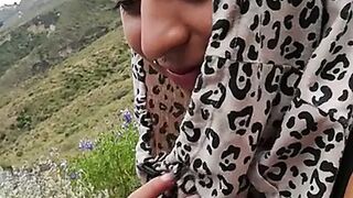 Sexy Arab girl gives quickly blow job in public