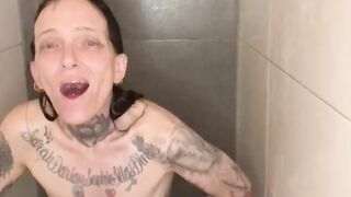 orgasm on my big dildo in the shower