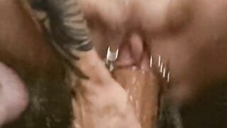 orgasm on my big dildo in the shower