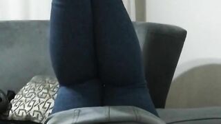 College girl wearing jeans and masturbating