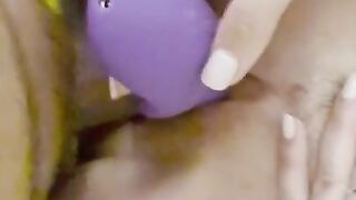 Double penetration with dick and clit sucker dildo. Intense orgasm POV