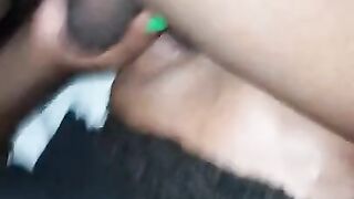 Ebony Black Island teen girl sucking BBC stepbrother Dick from the back!!!