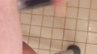 Mastubating in rehab bathroom with white paste in my pussy