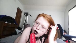 Pale Chubby Goth Girl Smears Her Black Lipstick All Over Your Dick