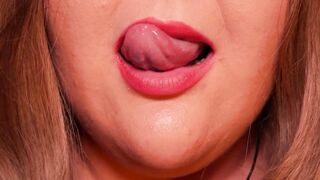 ASMR licking sensual lips Wet mouth