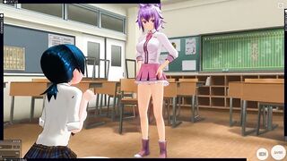 3D HENTAI Schoolgirl watches her girlfriend moan with pleasure