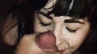 Goth Girl Gets Massive Facial In Slow-mo