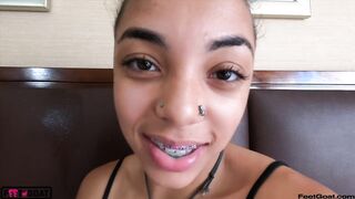 Zerella Skies epic blowjob - Dragon Throat - EPIC Sloppy blowjob CUM ON BRACES - footjob, sockjob