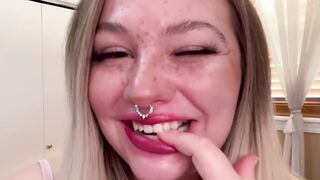 ASMR AHEGAO sucking moaning giggling sounds from Sexy cute blonde MILF