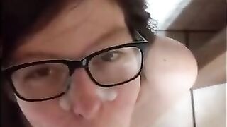 Bathroom BJ Quicky for Nerdy Girl