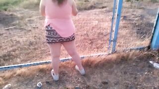 bbw walking outdoorsin way half naked