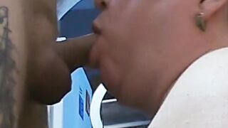 cum shot right in the mouth after a blowjob