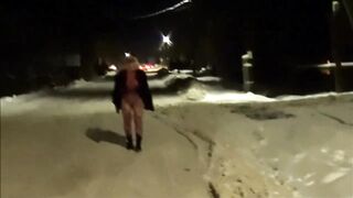 Cheeky Cat walks New Years Eve without panties