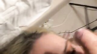 Cheating girlfriend gets a huge facial after deepthroat