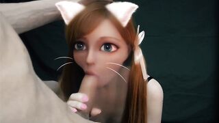 Cat girl in real life! waifu blowjob