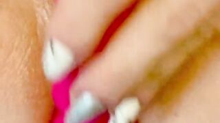 Girl masturbates with vibrator, wet pussy orgasm, clit stimulation, fat juicy pussy cums