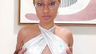 Lightskin Ebony Slut Spills Oil All Over Her Slutty Body