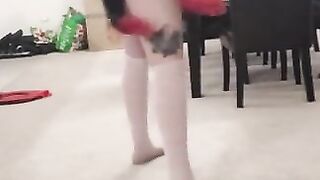 Tiktok weighted hula hoop while wearing at tail plug. Size Reveal at the end.