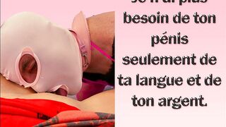 caption on chastity, femdom and sissy in french