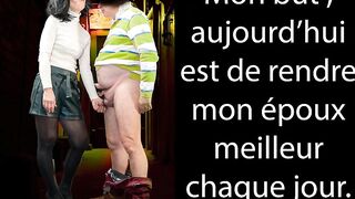 caption on chastity, femdom and sissy in french