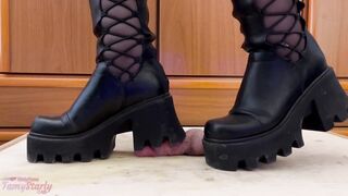 Chunky Aggressive Boots Hard Crushing Cock and Balls - CBT Bootjob Trample with TamyStarly