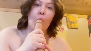 Teen cums on big dildo