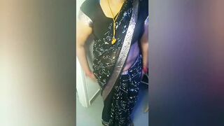 Amma's Black Saree Hip and Navel Seduction