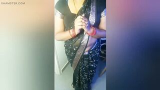 Amma's Black Saree Hip and Navel Seduction