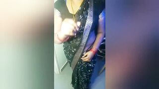 Amma's Black Saree Hip and Navel Seduction