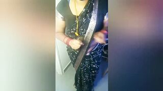 Amma's Black Saree Hip and Navel Seduction