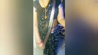 Amma's Black Saree Hip and Navel Seduction