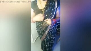 Amma's Black Saree Hip and Navel Seduction