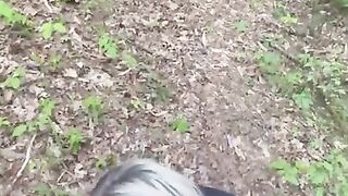 shy paranoid blonde sucks dick public on our evening walking trail in the woods