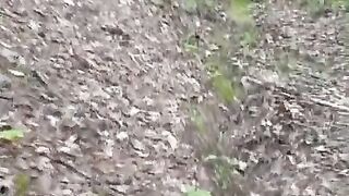 shy paranoid blonde sucks dick public on our evening walking trail in the woods