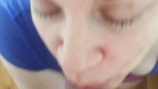 Greek horny girl gives POV blowjob with cum on mouth. Short Compilation.