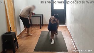 My BUSTY ASS Neighbor invites me for Yoga and i CUM on her Boobs