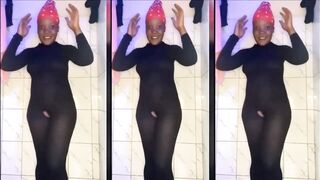 Ebony Catsuit Dripping Orgasm