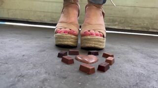 Wedges stepping on chocolate ???? trailer/preview. JuliaApril @ onlyfans