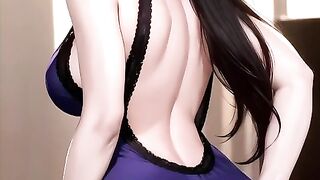 tifa posing and showing her big gits in her purple "refined dress"