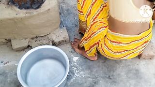 Woman near stove